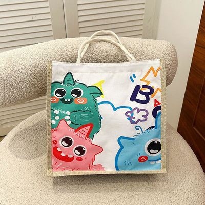2024 Kinderen Custom Cartoon Schoudertas voor strand Leisure Travel Canvas Tote Bag