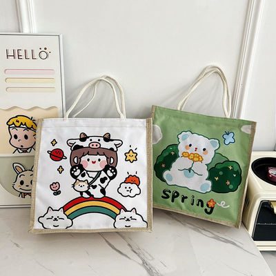 2024 Kinderen Custom Cartoon Schoudertas voor strand Leisure Travel Canvas Tote Bag