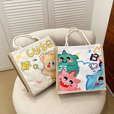 2024 Kinderen Custom Cartoon Schoudertas voor strand Leisure Travel Canvas Tote Bag
