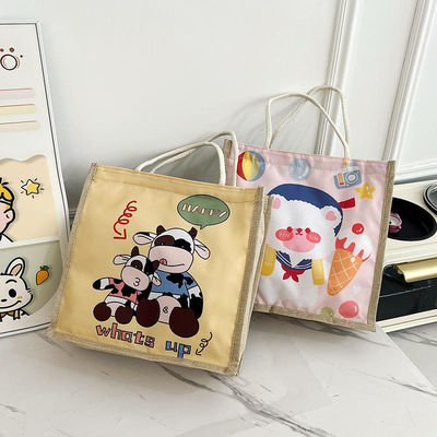 2024 Kinderen Custom Cartoon Schoudertas voor strand Leisure Travel Canvas Tote Bag