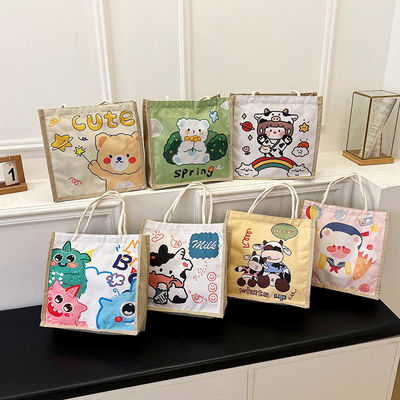 2024 Kinderen Custom Cartoon Schoudertas voor strand Leisure Travel Canvas Tote Bag