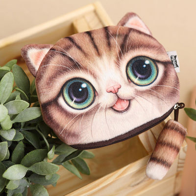 Kleur op maat Kinderen Portemonnee Meisje Portemonnees Muntzak Cartoon 3D Kat Zipper Kawaii Portemonnee Portemonnee
