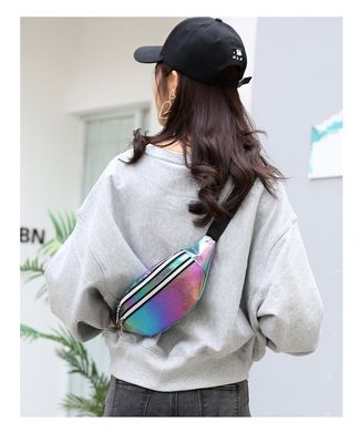 Stijlvolle aangepaste kleur holografische Fanny Pack taillezak voor meisjes Laser PU materiaal