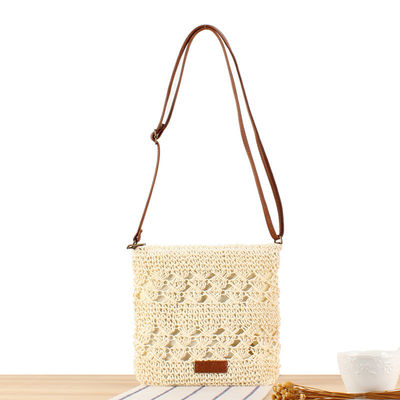 Summer Beach Woven Crossbody Straw Bag voor vrouwen met polyester bekleding en open sluiting