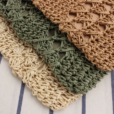 Summer Beach Woven Crossbody Straw Bag voor vrouwen met polyester bekleding en open sluiting