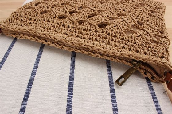 Summer Beach Woven Crossbody Straw Bag voor vrouwen met polyester bekleding en open sluiting