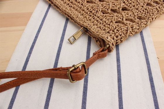 Summer Beach Woven Crossbody Straw Bag voor vrouwen met polyester bekleding en open sluiting