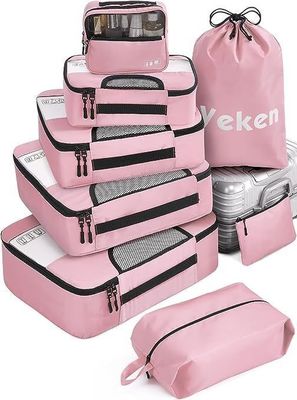Gepersonaliseerd logo geaccepteerd Unisex reistassen 8 set verpakkingsblokjes met wastas en opslag