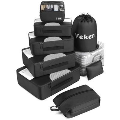 Gepersonaliseerd logo geaccepteerd Unisex reistassen 8 set verpakkingsblokjes met wastas en opslag