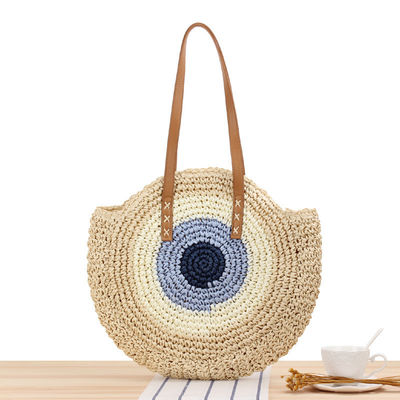 Zomer Halve ronde Ethnische stijl zadel stro Woven Beach Handgemaakte Rattan Tas voor Unisex