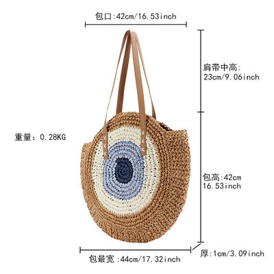 Zomer Halve ronde Ethnische stijl zadel stro Woven Beach Handgemaakte Rattan Tas voor Unisex