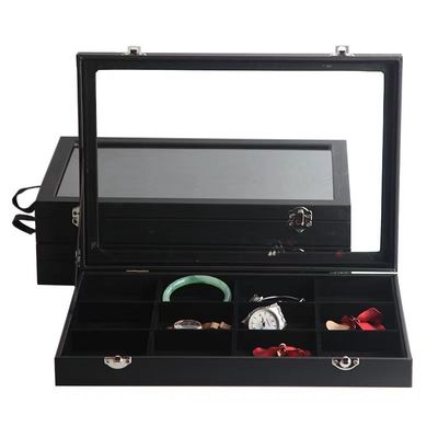 Aangepaste logo aanvaard PU leder sieraden houder voor halsketting ringen oorbellen opslag