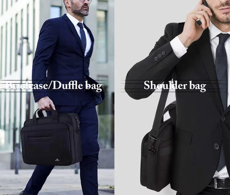 Customized Soft Bag Men Messenger Bag voor zakelijk kantoor Advocaat Attache Case in zwart