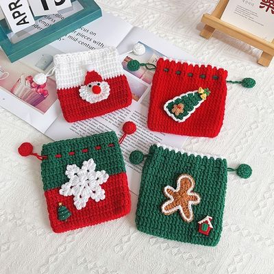 Handgemaakte Crochet Pocket Bag Bundel Kerstman Ruiltassen Munttassen Kerstcadeautjes