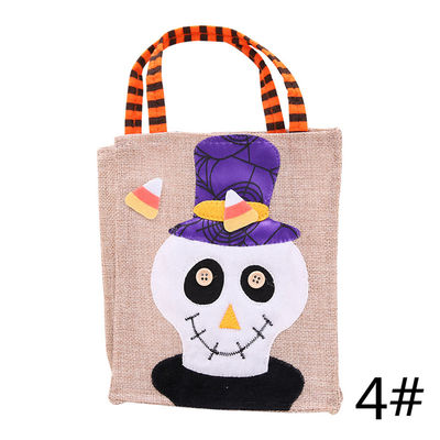 Open sluiting herbruikbare Halloween pompoen heks skelet linnen zak voor snoep verzameling