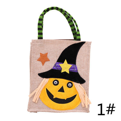 Open sluiting herbruikbare Halloween pompoen heks skelet linnen zak voor snoep verzameling