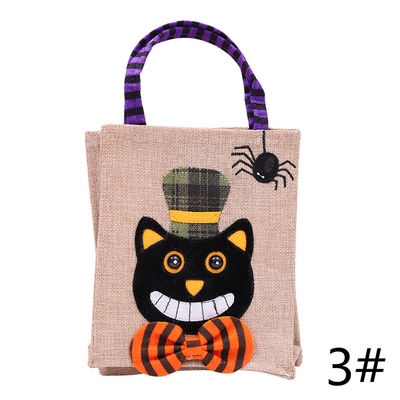 Open sluiting herbruikbare Halloween pompoen heks skelet linnen zak voor snoep verzameling