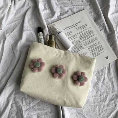 Kleine blanke rits katoenen doek cosmetische make-up zak met logo voor aangepaste kleur