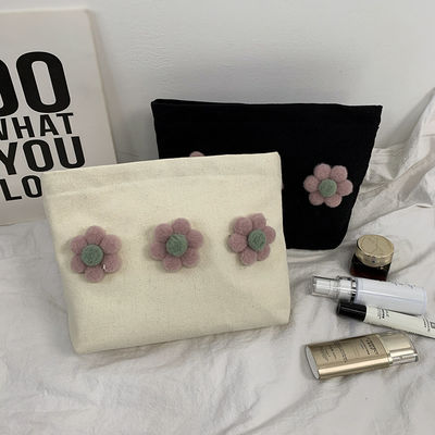 Kleine blanke rits katoenen doek cosmetische make-up zak met logo voor aangepaste kleur