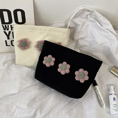 Kleine blanke rits katoenen doek cosmetische make-up zak met logo voor aangepaste kleur