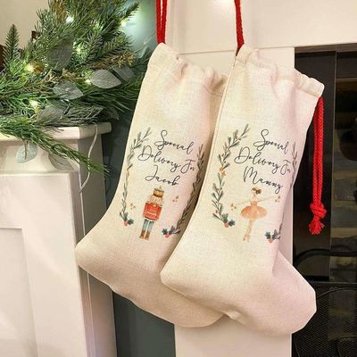 Sublimatie Blanks Santa Sack Kerstkousen Draadstrengtas met polyester bekleding