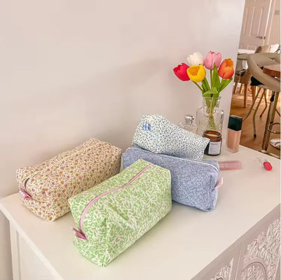 Zipper sluiting bloemen cosmetische zak voor toiletten reizen aangepast logo zomer ontwerp