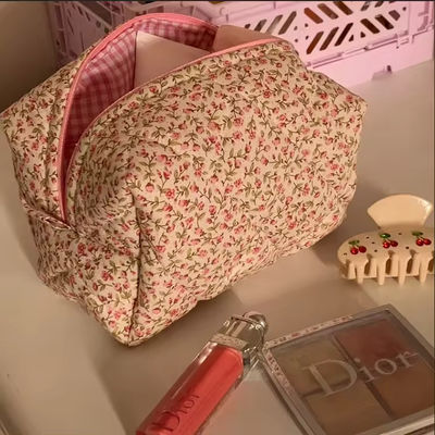 Zipper sluiting bloemen cosmetische zak voor toiletten reizen aangepast logo zomer ontwerp