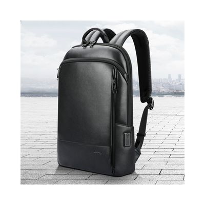 Aanpassen Mensen Large Capacity Leather Laptop Rugzak met Anti-Diefstal USB Charging Port