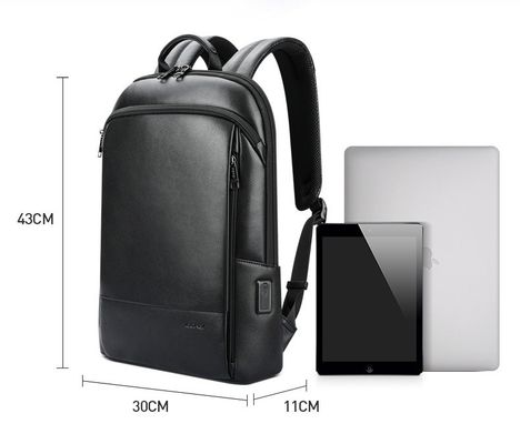 Aanpassen Mensen Large Capacity Leather Laptop Rugzak met Anti-Diefstal USB Charging Port