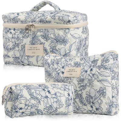 Lichte blauwe Gingham make-up tas Nieuwste modieuze stijl voor vrouwen reisbehoeften