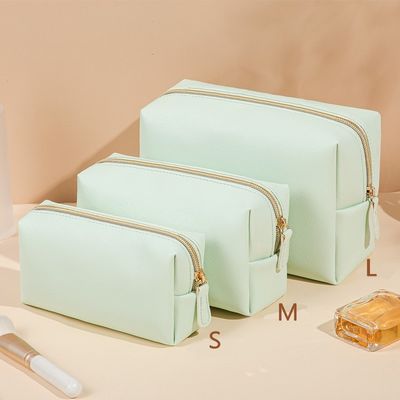 Zipper sluiting Vegan leer toiletartikeltas in aangepaste kleur voor reizen en cosmetica
