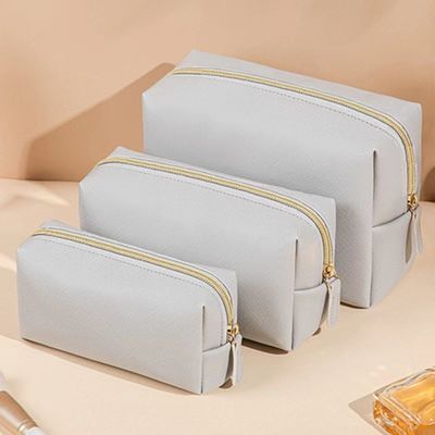 Zipper sluiting Vegan leer toiletartikeltas in aangepaste kleur voor reizen en cosmetica