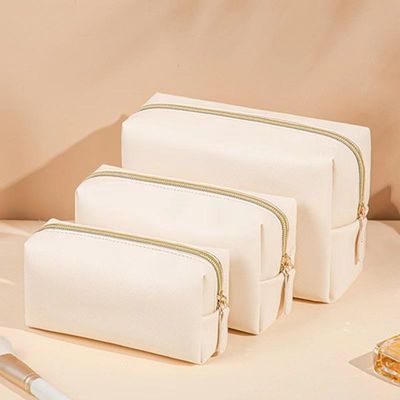 Zipper sluiting Vegan leer toiletartikeltas in aangepaste kleur voor reizen en cosmetica