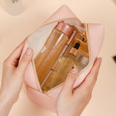 Zipper sluiting Vegan leer toiletartikeltas in aangepaste kleur voor reizen en cosmetica