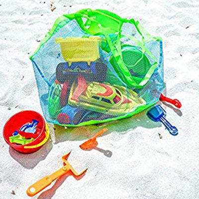 Nieuwste modieuze stijl kinderen zand weg opvouwbare strand tote tas speelgoed opslag mesh tas