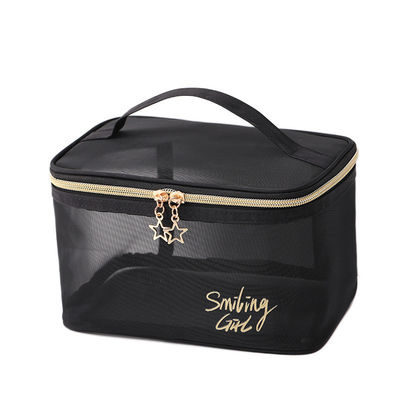 Zipper sluiting Zwart mesh make-up gereedschap organisator schoonheid cosmetische tas voor schoonheid liefhebbers
