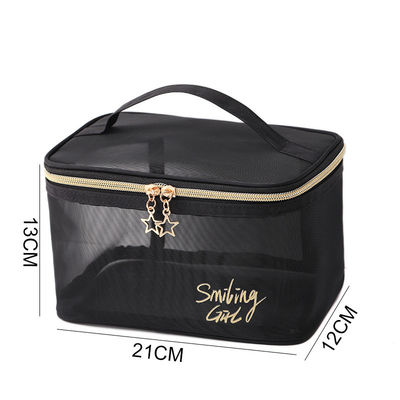 Zipper sluiting Zwart mesh make-up gereedschap organisator schoonheid cosmetische tas voor schoonheid liefhebbers
