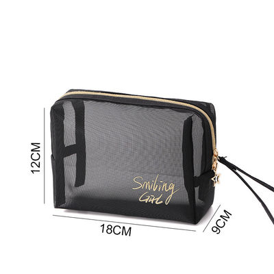Zipper sluiting Zwart mesh make-up gereedschap organisator schoonheid cosmetische tas voor schoonheid liefhebbers