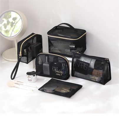 Zipper sluiting Zwart mesh make-up gereedschap organisator schoonheid cosmetische tas voor schoonheid liefhebbers