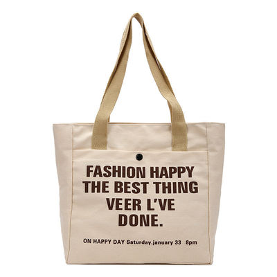 Open sluiting Mode-stijl Op maat gemaakt Print Canvas Winkeltassen Grote katoenen tas