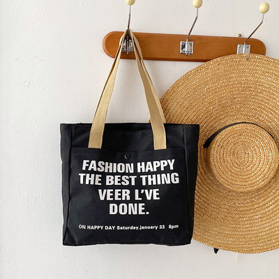 Open sluiting Mode-stijl Op maat gemaakt Print Canvas Winkeltassen Grote katoenen tas