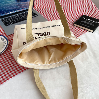 Open sluiting Mode-stijl Op maat gemaakt Print Canvas Winkeltassen Grote katoenen tas