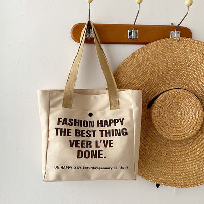 Open sluiting Mode-stijl Op maat gemaakt Print Canvas Winkeltassen Grote katoenen tas