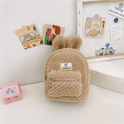 Harige Minnie Plush Kinderen Schooltas voor Kinderen Bunny Rugzak Roze Cartoon Mini Zipper Velvet Rugzak