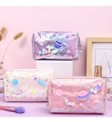 Trendy Style Cotton Canvas Zipper Travel Bag Make-up Cosmetische tas met solide patroon