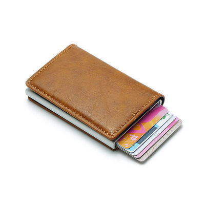 Op maat gemaakte kleur Pop Up PU leer metalen portemonnee blokkeren automatische aluminium creditcard houder op maat