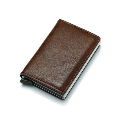 Op maat gemaakte kleur Pop Up PU leer metalen portemonnee blokkeren automatische aluminium creditcard houder op maat