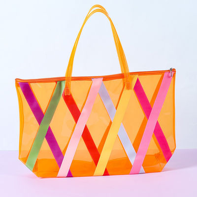 Groothandel Online winkelen Grote PVC Tote Beach Bag met Custom Logo Geaccepteerd