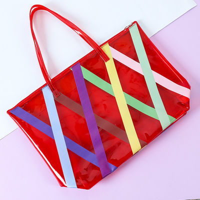 Groothandel Online winkelen Grote PVC Tote Beach Bag met Custom Logo Geaccepteerd