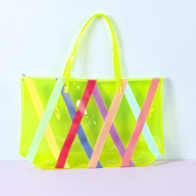 Groothandel Online winkelen Grote PVC Tote Beach Bag met Custom Logo Geaccepteerd